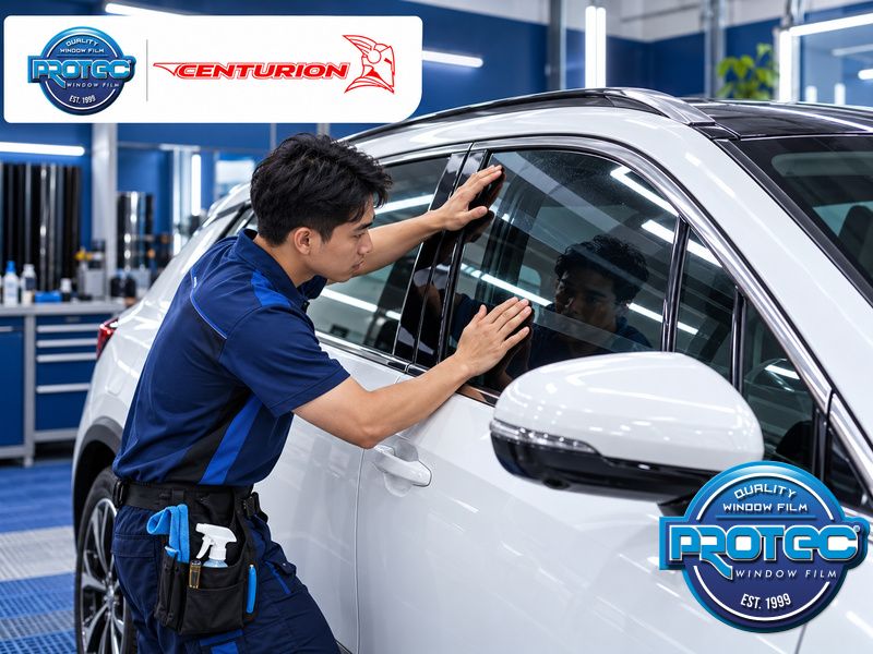 Minh họa: Kiểm tra bề mặt kính và cấu hình phim trước khi bàn giao xe